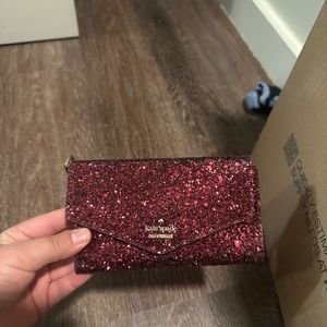 Kate spade maroon sparkly wristlet